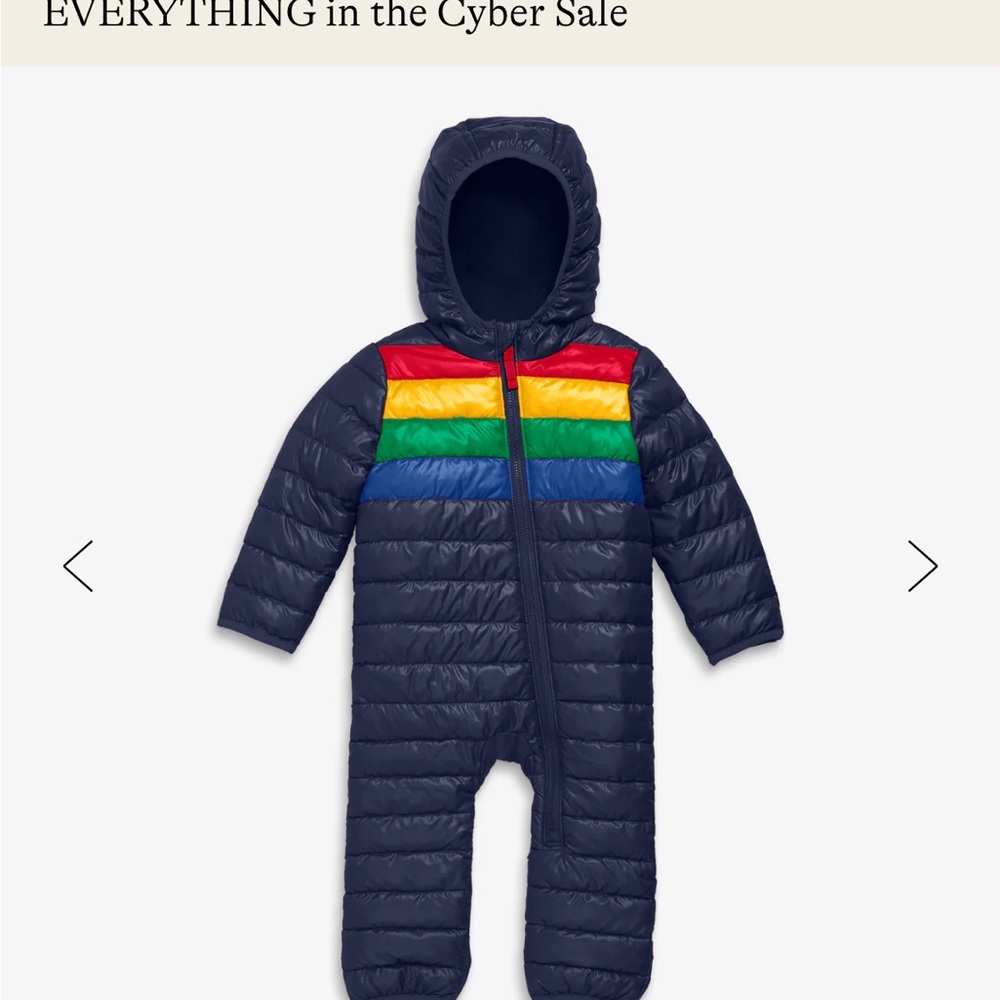 Primary Kids One Piece - Navy with Rainbow Stripes